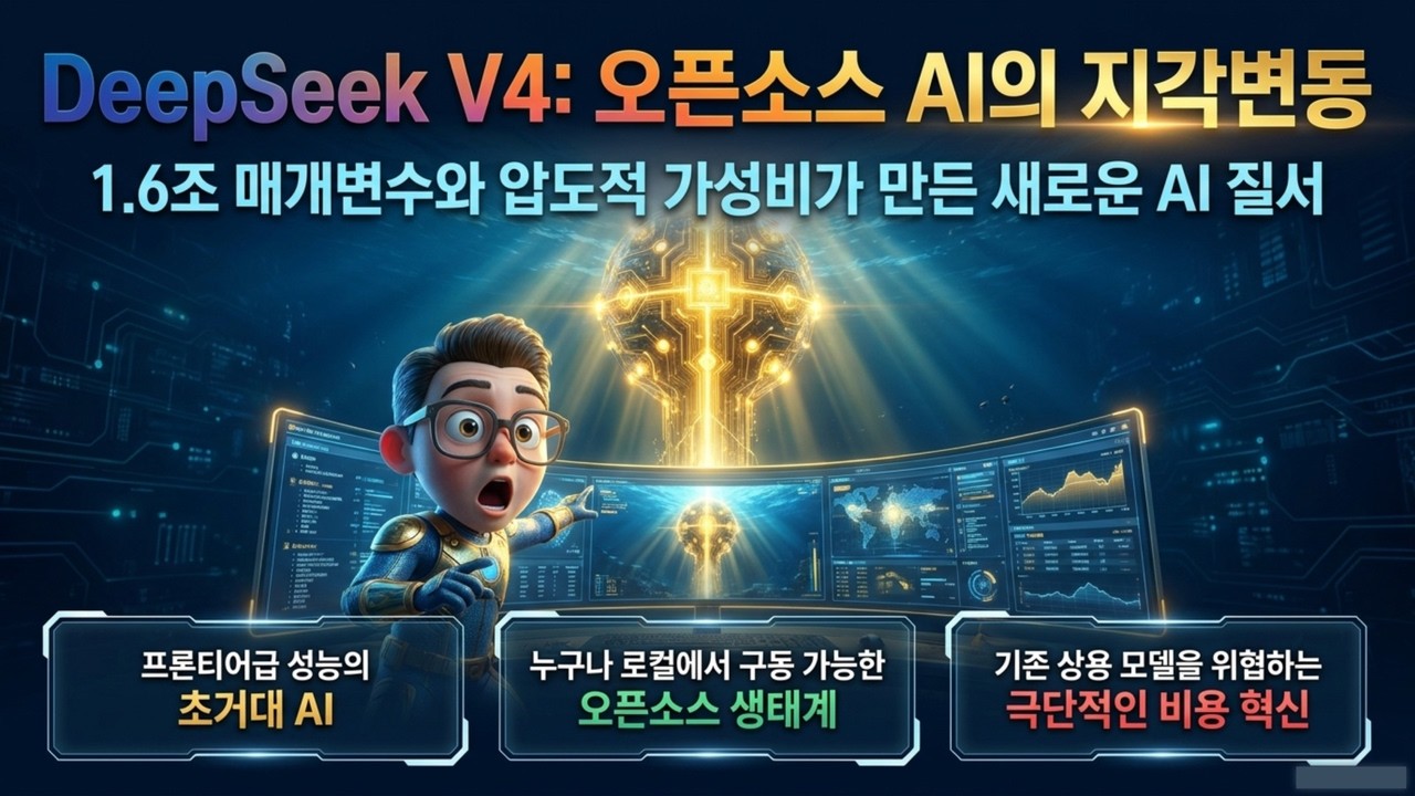 ⁣[DeepSeek V4] 가성비 끝판왕 등장! 딥시크 V4로 보는 AI 비즈니스 도입 전략 | 8분의 1 가격 딥시크 V4의 충격
