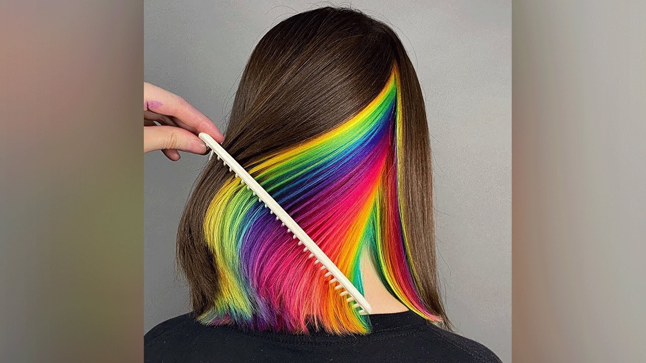 Rainbow Haircut Tutorail YouTube