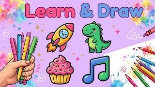 Learn Fruit Drawing and Coloring 🍎🍓 Easy Kids Video