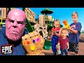 Hero Kidz: Thanos Seeks Hidden Gauntlet with Nerf Blasters -  Pretend Play