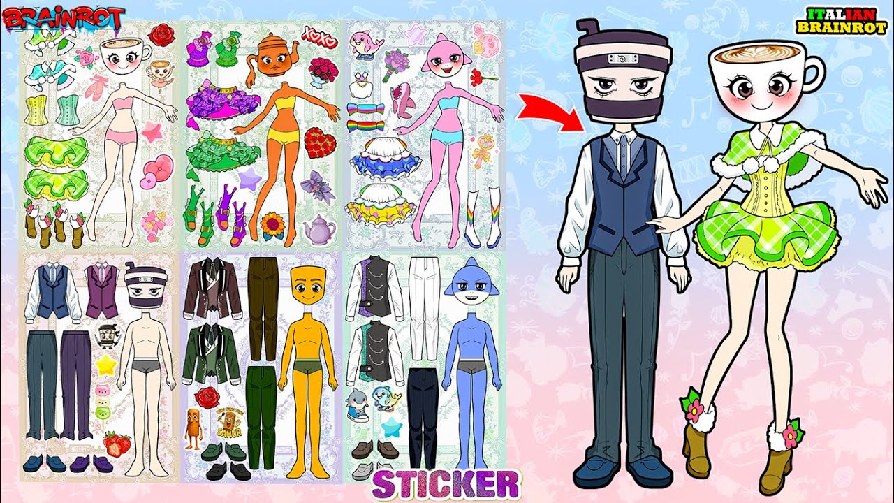 Oddy Sticker Book Cappocina Sahur Italian Brainrot Dress Up Makeover Satisfying Stickers ASMR #58