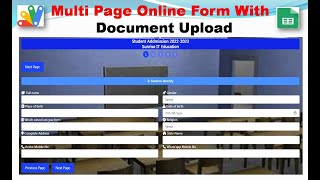 How to Make Multiple Page Online Form with Document Upload II web app script II Advance Google Form