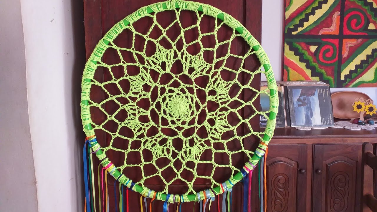 Filtro dos sonhos de crochê, Passo a passo muito rápido e fácil de fazerr.