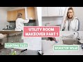UTILITY ROOM MAKEOVER ON A BUDGET | WRAPPING WORKTOPS, PAINTING TILES AND CABINET DOORS