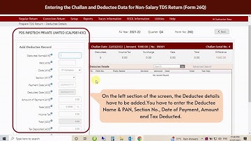 Entering the Challan and Deductee data for Non-Salary TDS Return (Form 26Q)