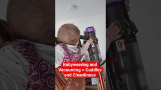 Babywearing and Vacuuming.  Cuddles &amp; cleaning #babysling #oschaslings #babywearing #babywrap #oscha