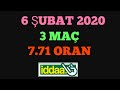 6 ŞUBAT 2020 İDDAA TAHMİNLERİ