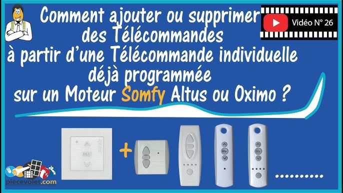 Commande Somfy : Inis Uno, bouton my, télécommande Telis 1 ou 4 RTS
