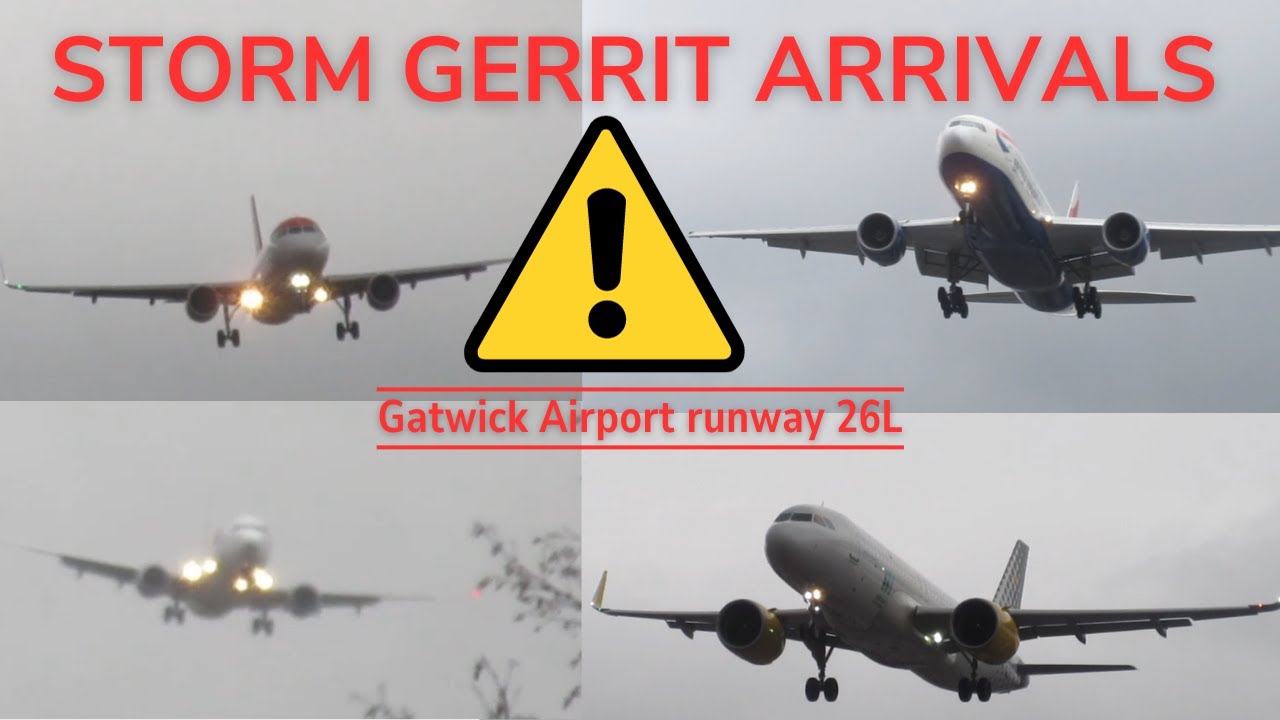 Storm Gerrit windy landings at Gatwick Airport 27/12 - YouTube