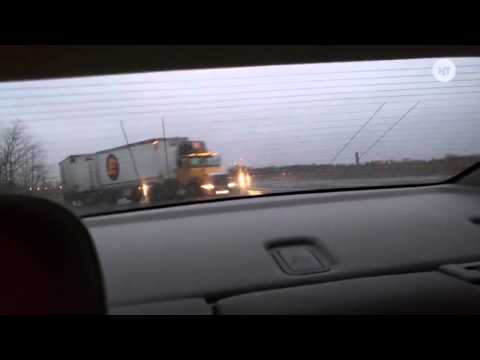 Man Almost Gets Hit By An Out Of Control Semi Truck