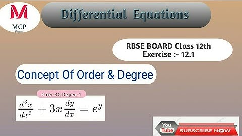 Order and Degree of a Differential Equation Solutions for RBSE BORD Chapter No:-12.1