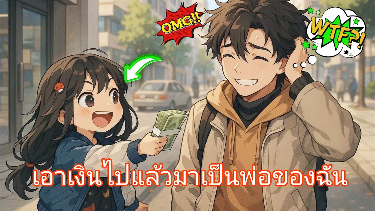 เด็กผู้หญิงยื่นเงิน 250 หยวนให้ชายหนุ่มและขอให้เขาเป็นพ่อของเธอ|การ์ตูนจีน
