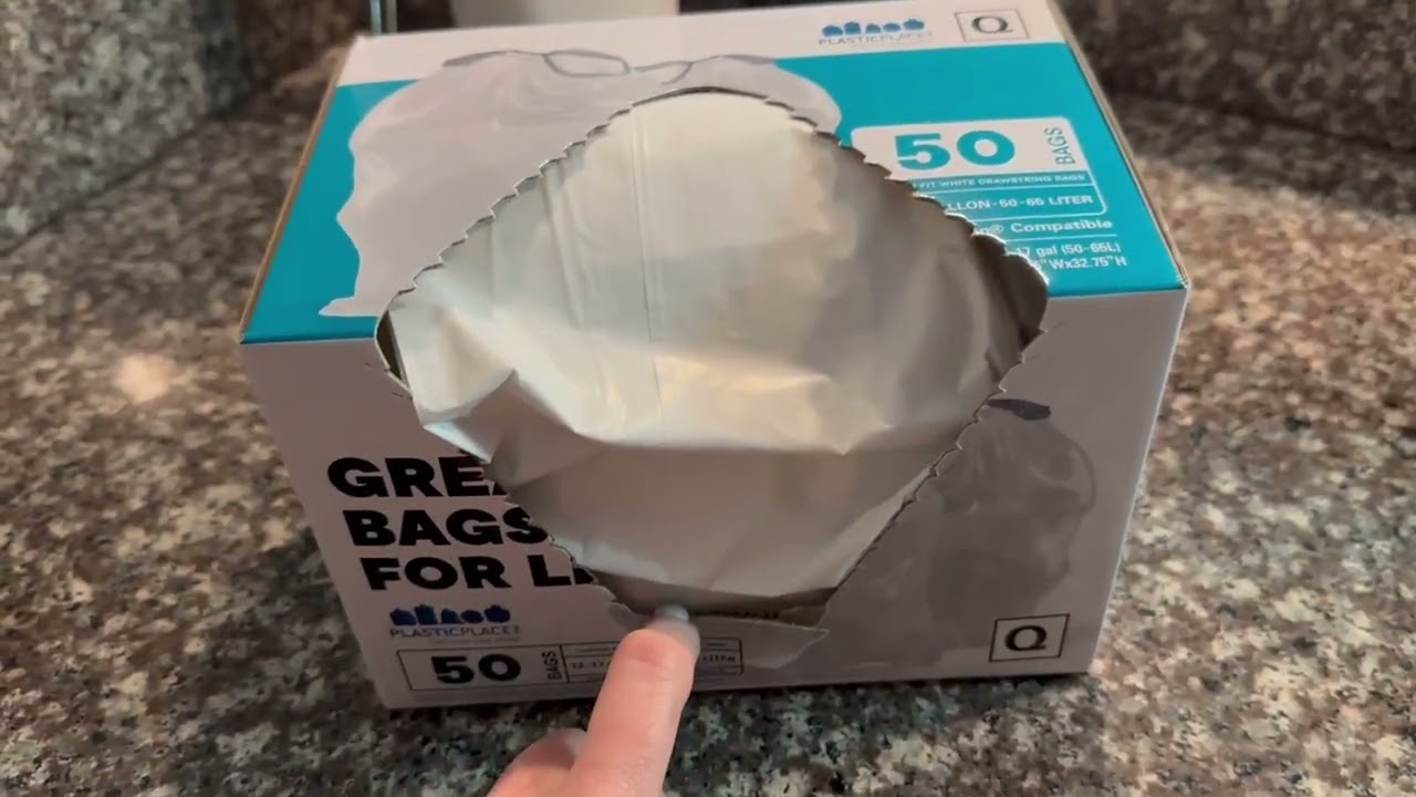 Plasticplace Custom Fit Trash Bags, simplehuman (x) Code Q Compatible (50 Count), White Drawstring