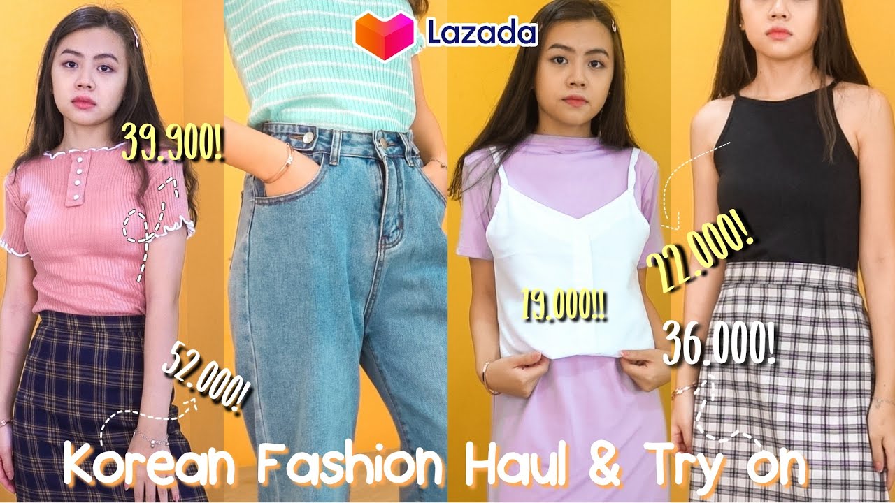  LAZADA HAUL BAJU KOREA  MURAH LUCU BANGET  YouTube