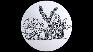 ➰Step by Step Zentangle  garden Drawing Tutorial ➰ Zen Moment