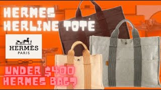 Hermès Herline PM canvas tote bag in black and khaki canvas