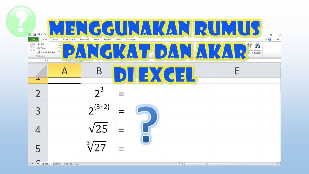 Cara Menggunakan Rumus Pangkat Dan Akar Di Excel Youtube