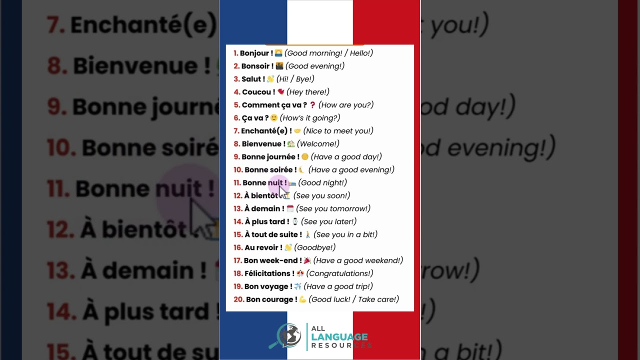 20 French Greetings for Beginners | Learn to Say Hello in French #frenchforbeginner #language #fypシ