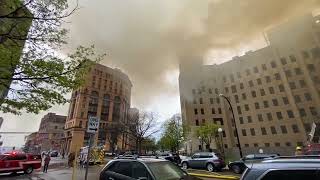 Fire Burns On Pearl Street In Downtown Buffal