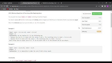 Leetcode Weekly-contest-369 || Minimum Equal Sum of Two Arrays After Replacing Zero