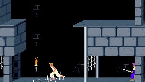 Prince of Persia (DOS, 1989) - Level 9 Unorthodox way to open the door upstairs