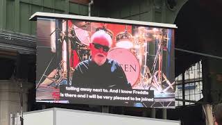Roger Taylor message at the Freddie Mercury weekend tribute to David Richards #freddiemercury