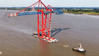 GIANT Crane on TINY barge - Will it tip over? | Heavy Haulage