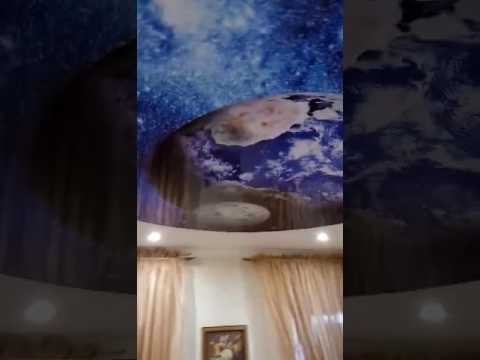 Натяжной потолок с фотопечатью космос и с подсветкой от SAHAR Натяжной потолок с фотопечатью космос и с подсветкой от SAHAR