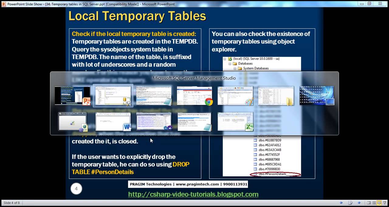 Temporary tables in SQL Server Part 34 - YouTube