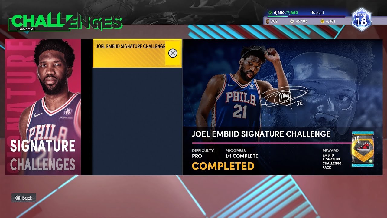 NBA 2K22 MyTEAM Signature Challenges - Joel Embiid Signature Challenge