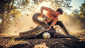 Heroic Animal Rescues: Man Saves Eagle from Giant Python