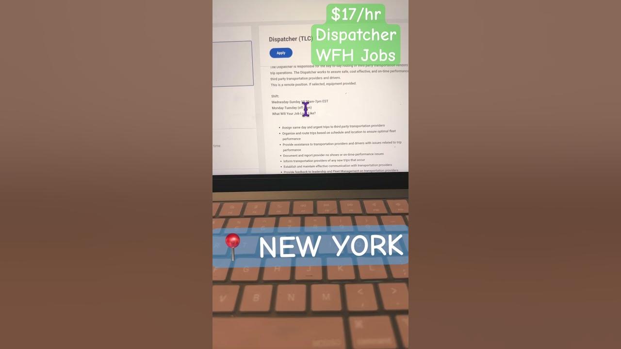 17/Hour Dispatcher WFH Job in New York workfromhome onlinejobs 