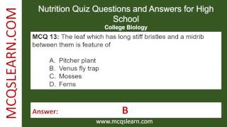 Nutrition MCQs Questions and Answers PDF - College Biology Quiz Answers - App & eBook screenshot 2
