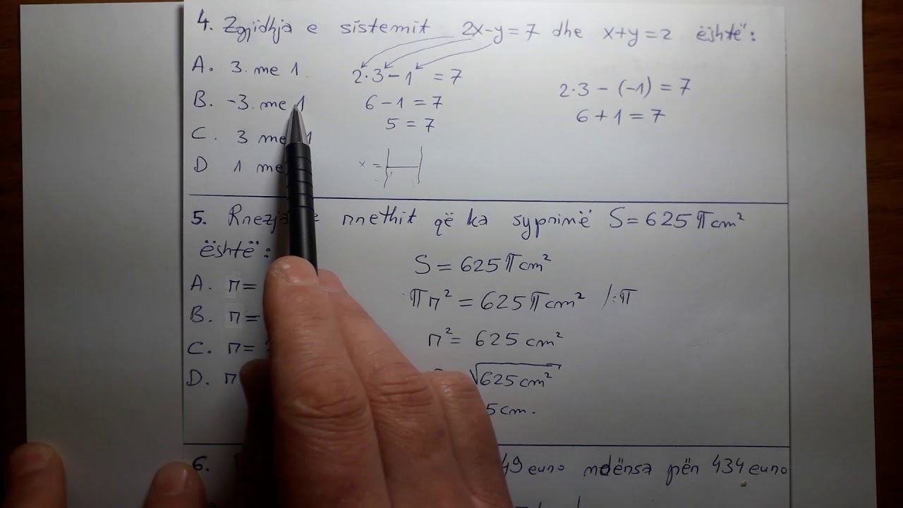Ushtrime nga testi semimatures klasa 9
