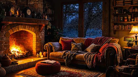 Peaceful Nights: Snowfall and Fireplace Ambiance for Restful Sleep 😴Embrace the Warmth of Cozy Room