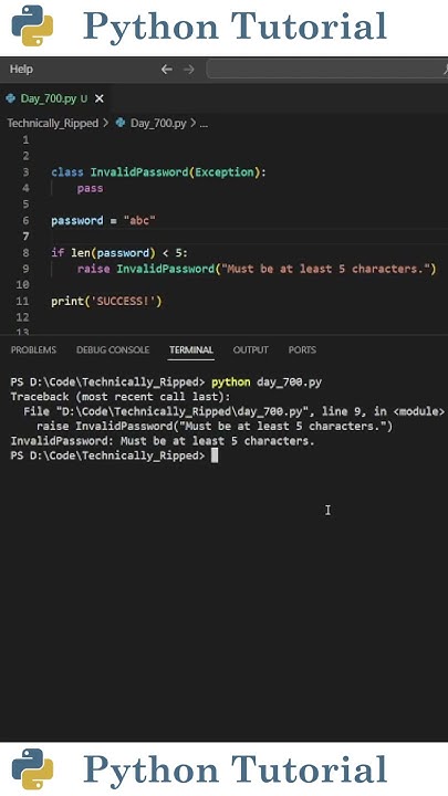 Creating Custom Exceptions In Python | Python Tutorial - YouTube