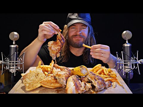 [ASMR] Eating FULL Chicken Platter Feast! (For Sleep)