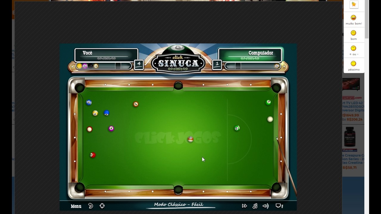 jogando click sinuca 