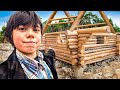 Kid builds log house by hand alone in the woods