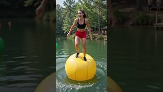Crazy Balloon Jump Challenge Gone Wrong 😂💦 | Ultimate Water Balance Race #Shorts