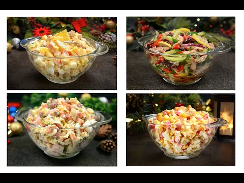 4 ПОТРЯСАЮЩЕ ВКУСНЫХ и КРАСИВЫХ САЛАТА на Праздничный стол!!! Новые и супер быстрые рецепты!
