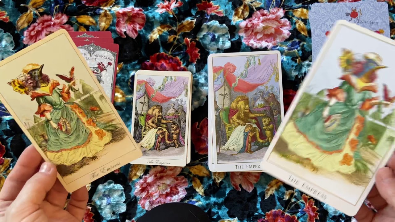 Sorry, now sold out. The Fantastic Menagerie Tarot — standard deck, second edition with cold-stamping. Wooden box.