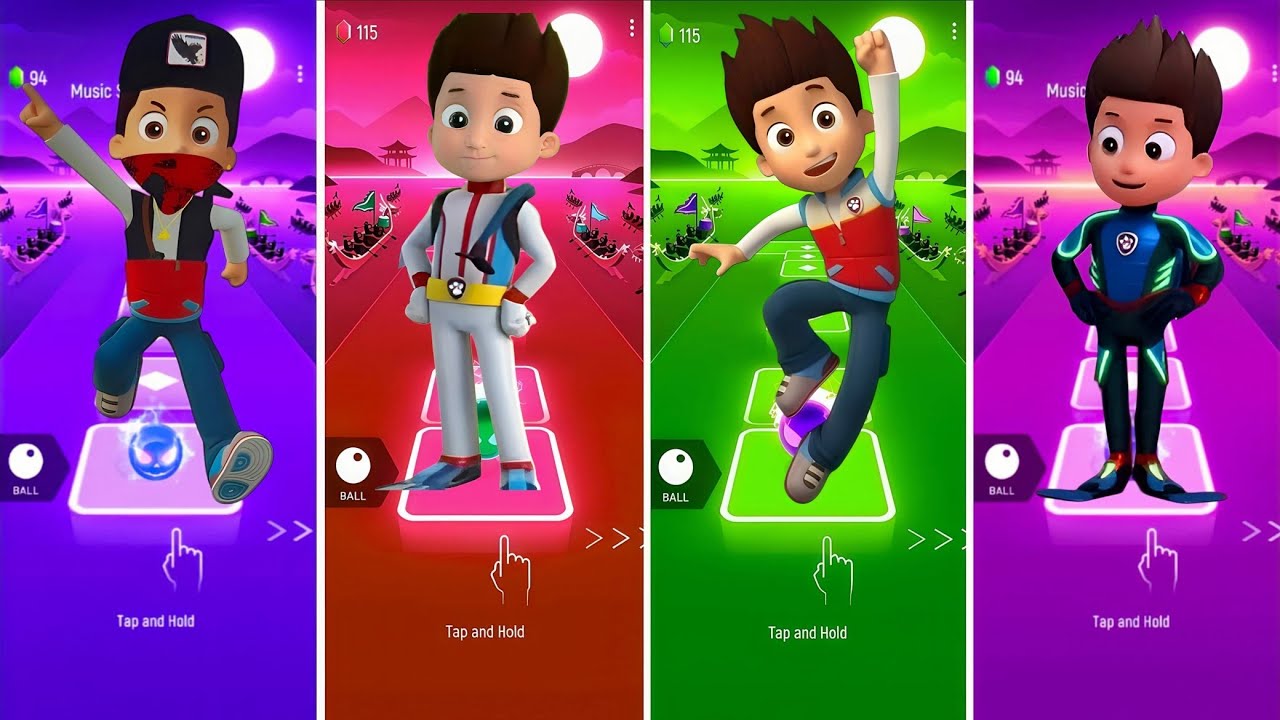 Marshall VS Rubble Paw Patrol VS Ryder Paw Patrol VS Paw Patrol - Tiles Hop EDM Rush