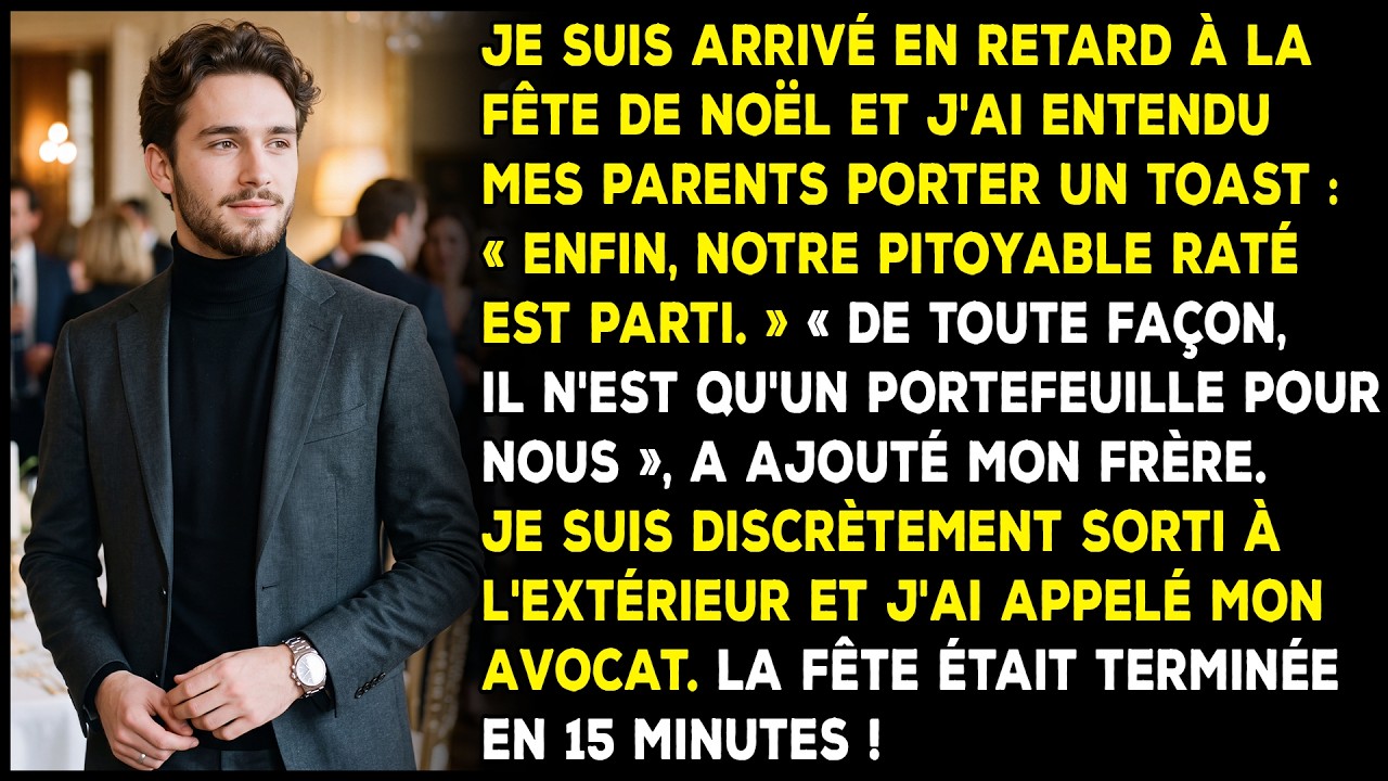 Le tintement des verres en cristal a soudainement cessé quand la voix de mon père a traversé le salon : « Buvons à la santé du plus grand idiot que cette famille ait jamais connu. Il a payé huit...