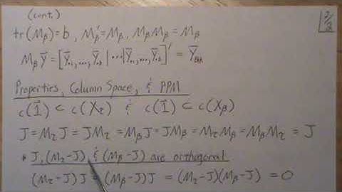 Randomized Complete Blocks ANOVA (part 2/6): Projection Matrices and Column Spaces