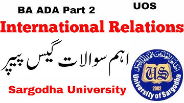 BA ADA Part 2 International Relations Guess Paper Sargodha University   BA IR Guess Paper UOS