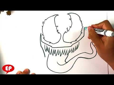 How to Draw Venom's Face - Really Easy Drawing Tutorial