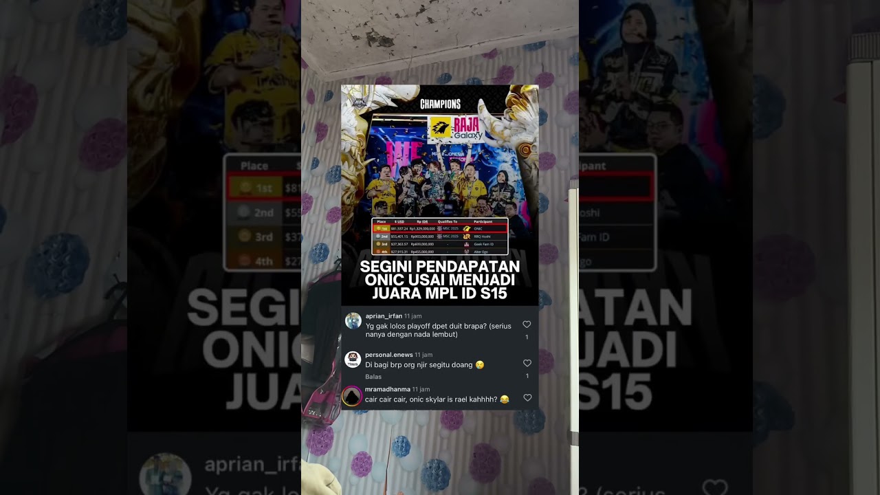 PENDAPATAN ONIC DAN TIM LAIN DI MPL ID S15   