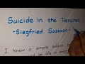 A/L Literature - Analysis of "Suicide in the Trenches" by Siegfried Sassoon