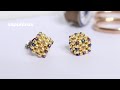 【ビーズステッチ】丸小ビーズで作るキュービックピアス✨作り方 ライトアングルウィーブ How to make beaded stud earrings with seed beads. Cubic